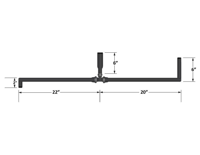 Fleece Universal preformed 5/8" hose with 90 degree ends and T-fitting (1" ID on the T)